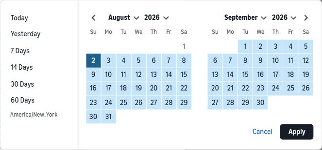 Amazon date picker: choose 60 Days from the left-hand list. The selected range appears in blue.